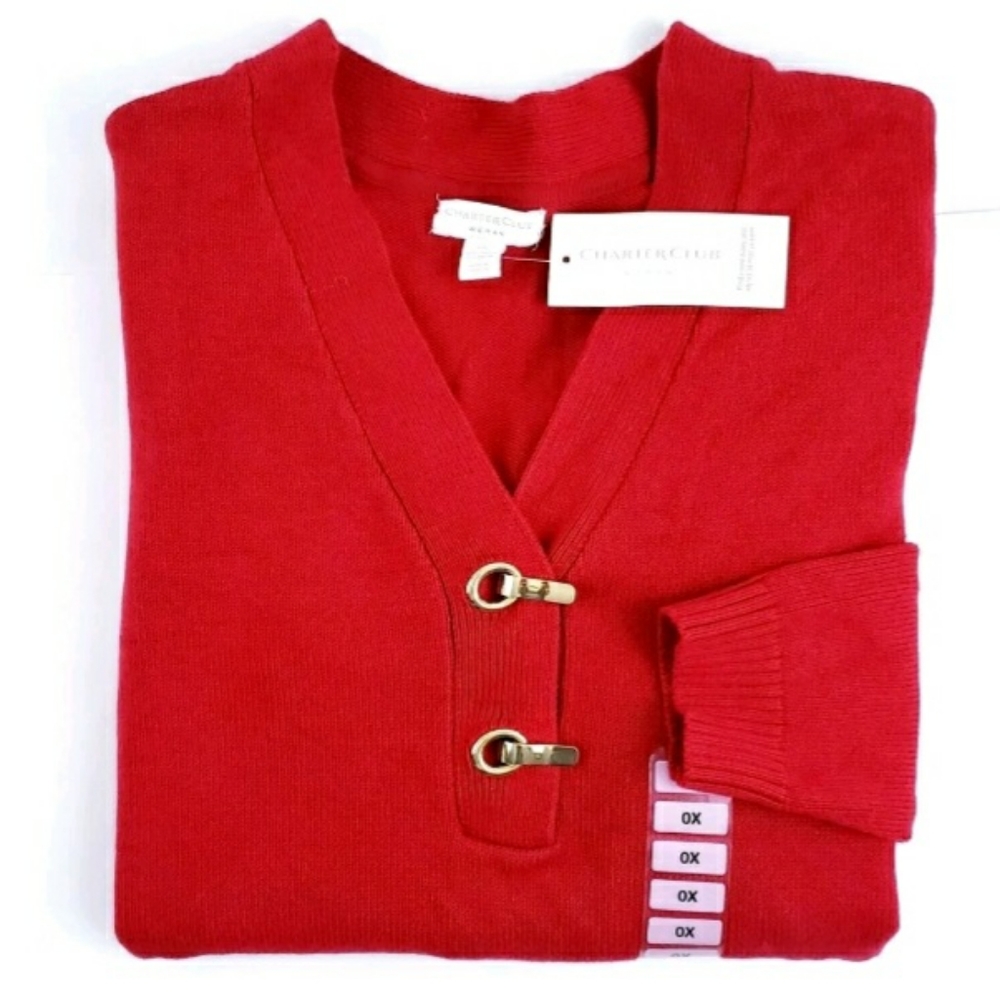 $69.50 NWT Charter Club Womens Sweater Top Size 0X